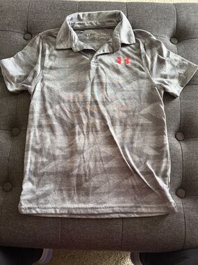 Under Armour Gray Polo with Red Logo Accent
